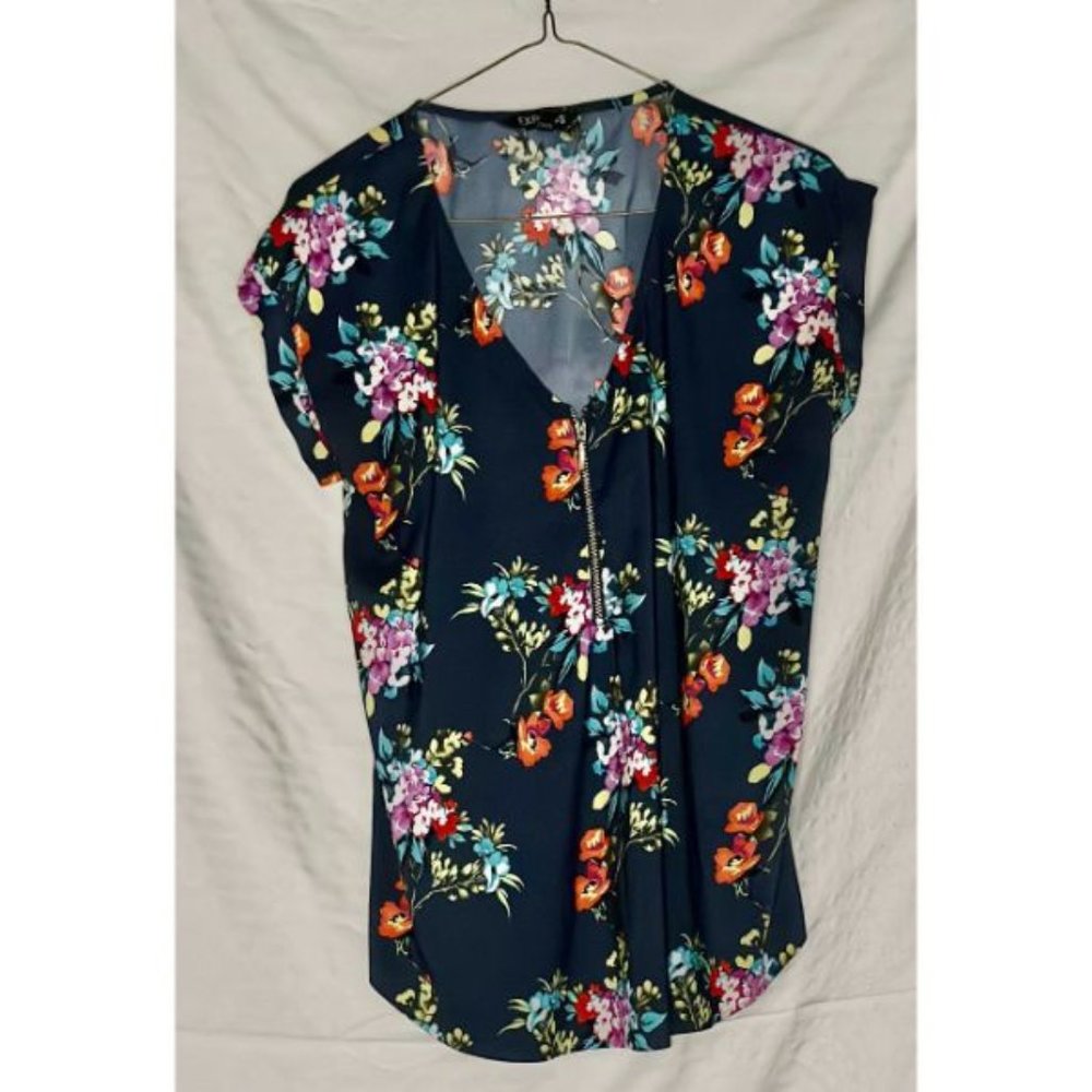 Express Navy Floral Blouse Size Medium